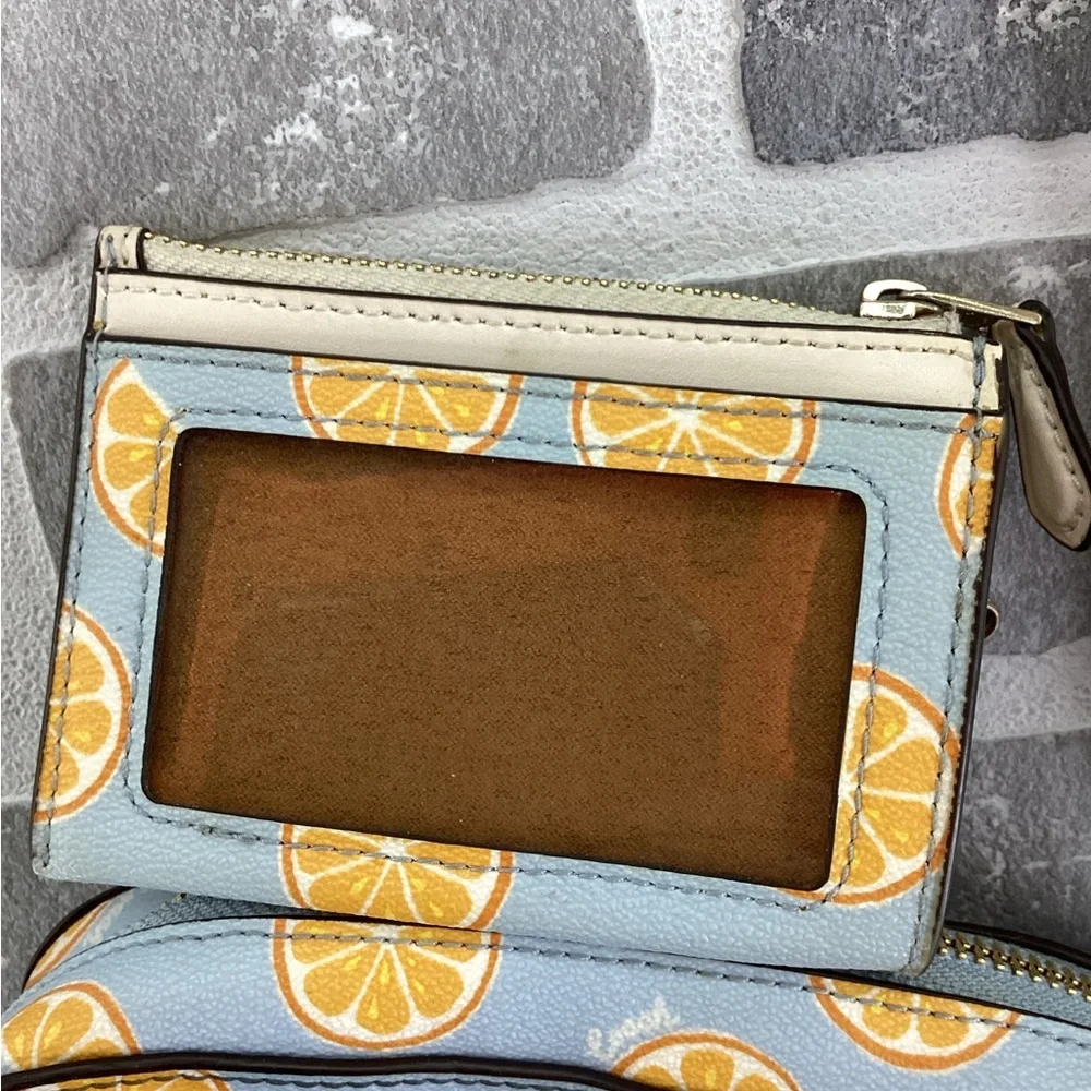 COACH Mini Camera Bag With Orange Print and matching card wallet - Picture 8 of 9
